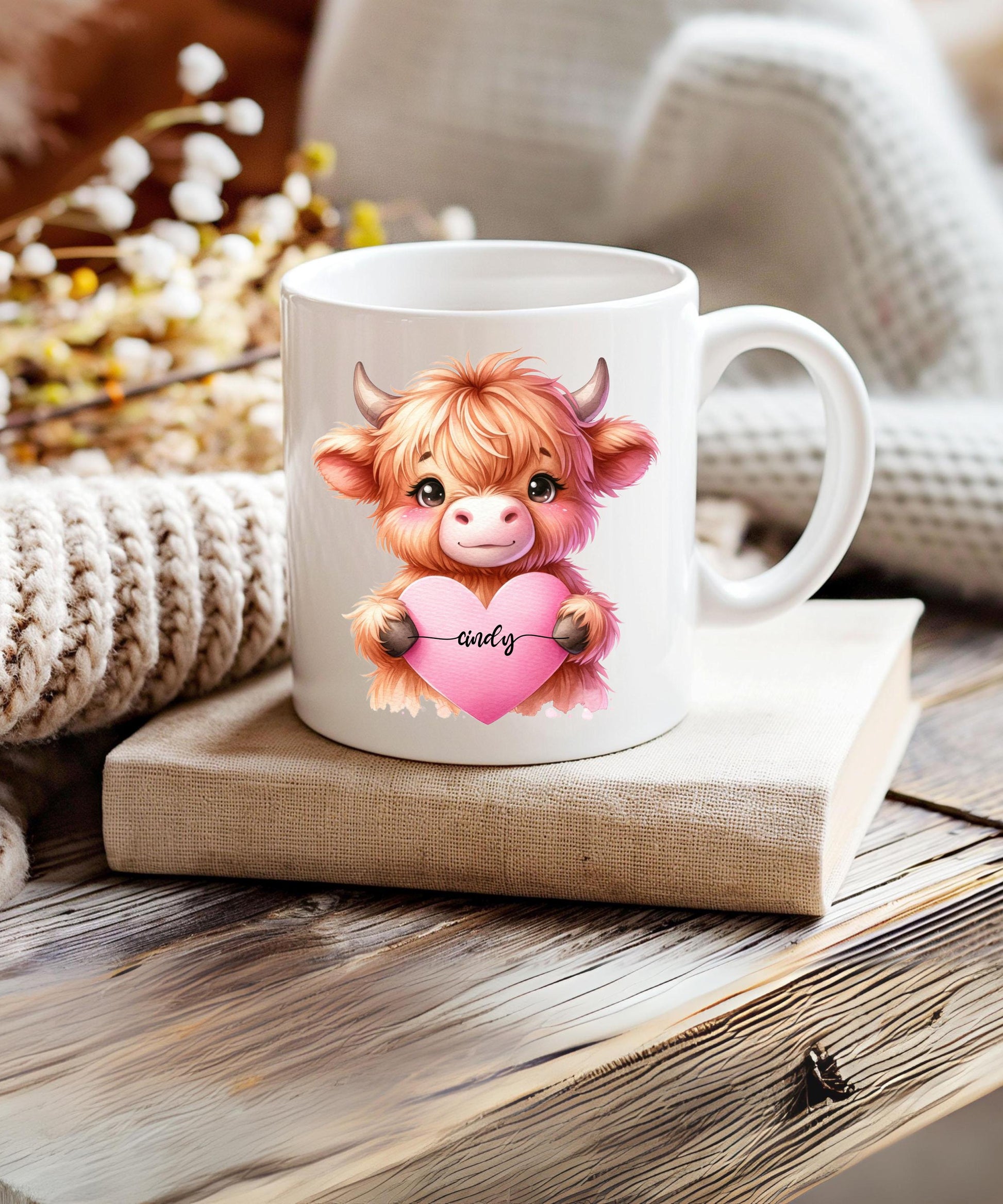 Highland Cow Mug Personalized, Cow Lover Gifts Cup, wife  gifted, girlfriends gifted, cow lover giftful, giftful valentines, gift for- her