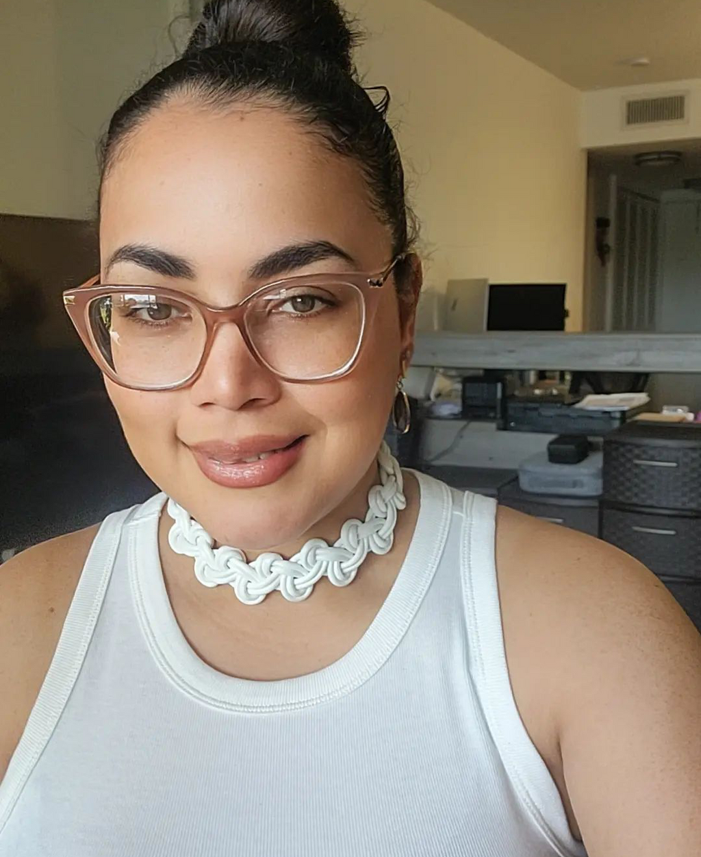 White Leather Choker Necklace - Fashionable Leather Necklace, Choker Necklace