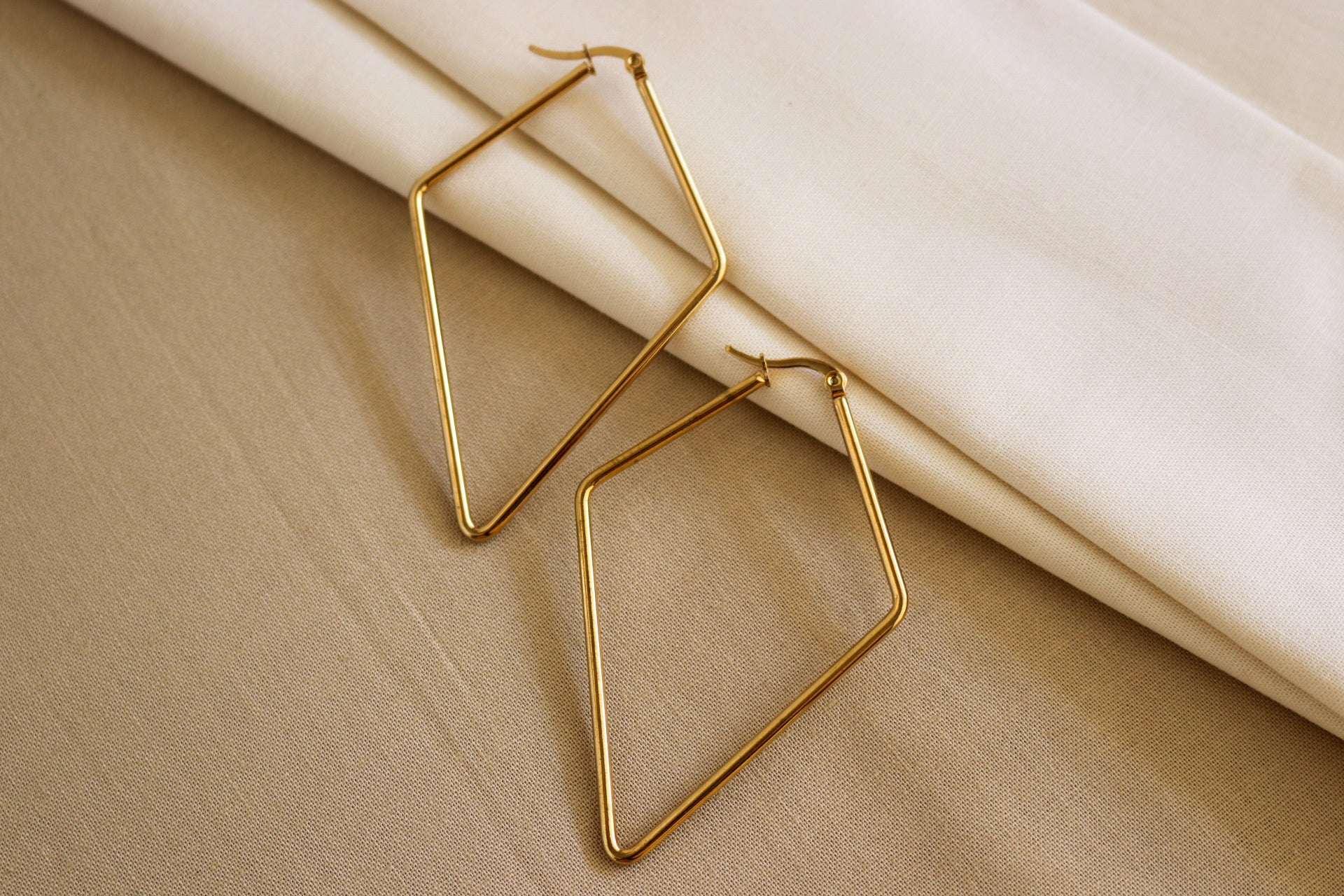 Rhombus Hoops Earrings - Large Gold Hoop Earrings | Statement Jewelry