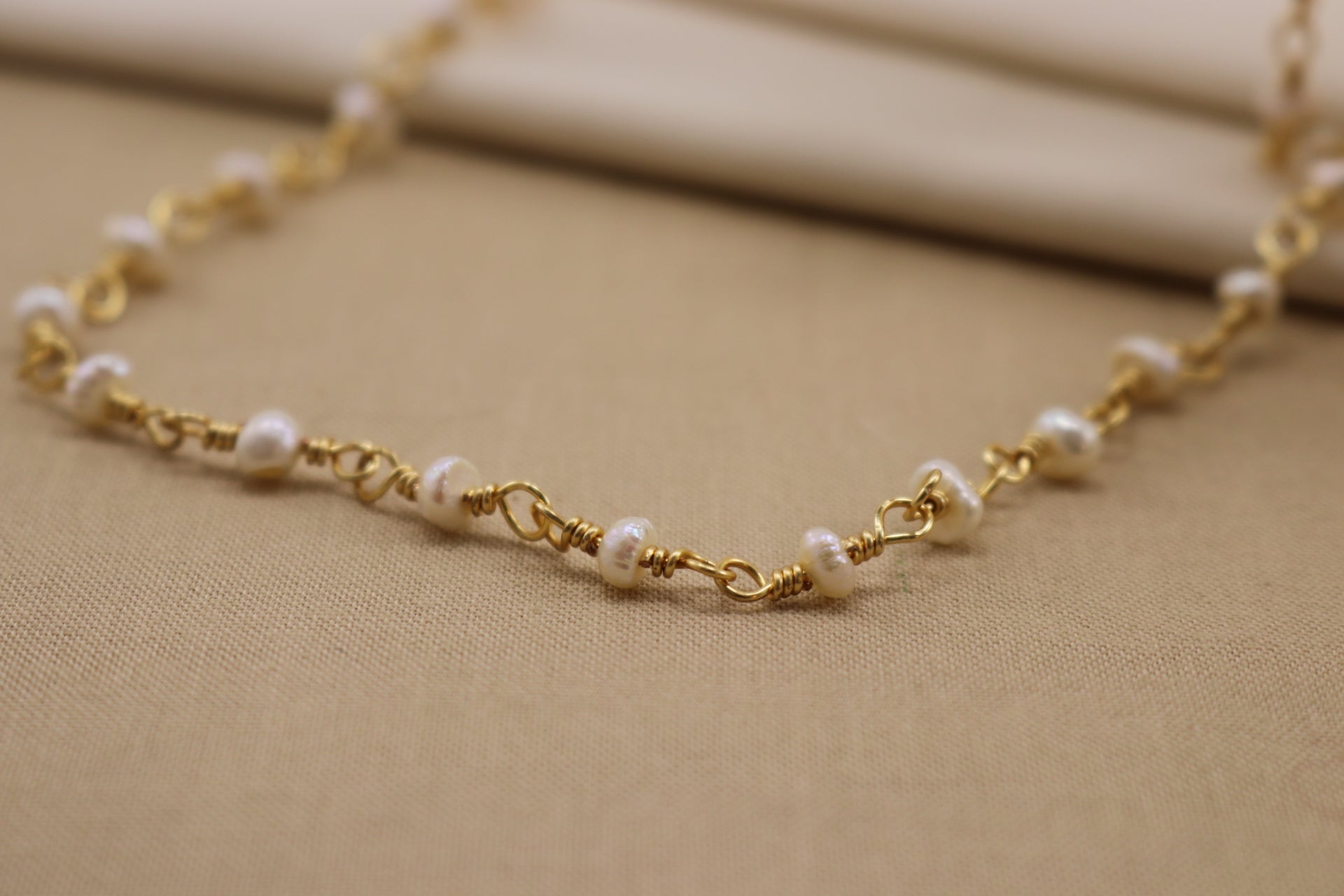 Natural pearl necklace - Dainty Chain pearl necklace, 18 inch necklace