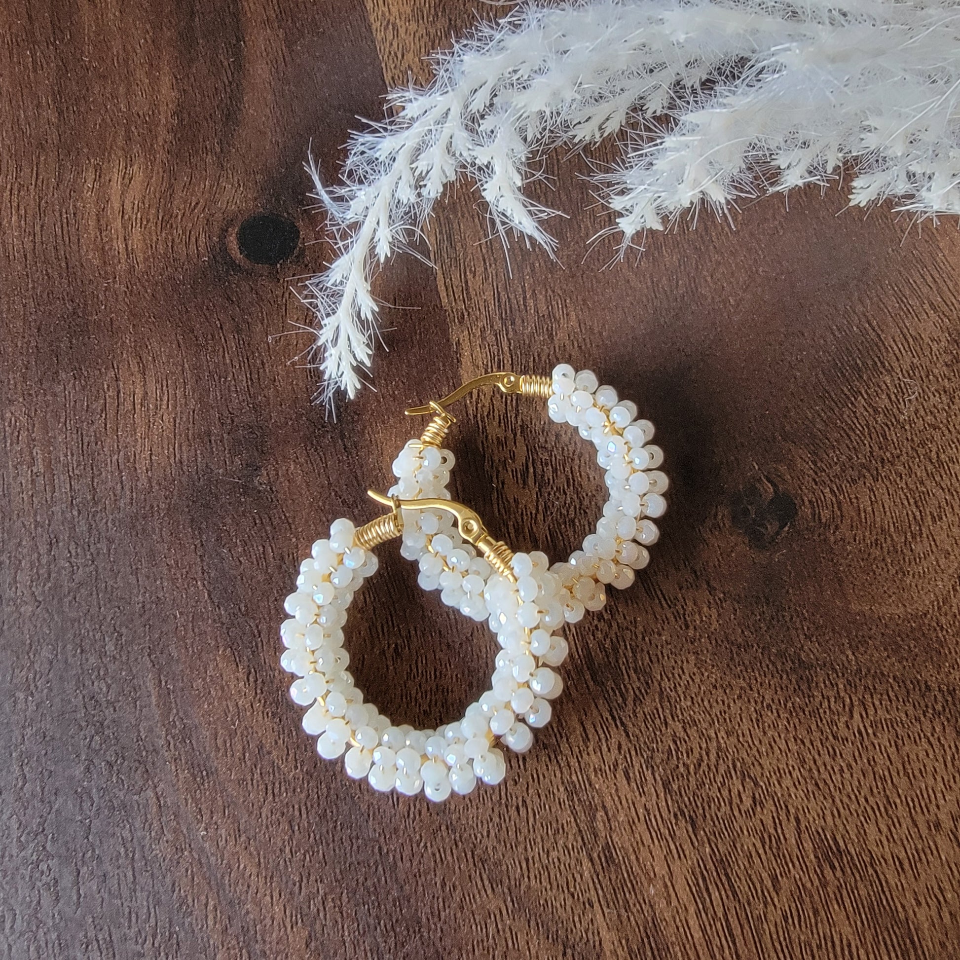 Crystal hoop earrings - Gold filled wire crystal hoop earrings
