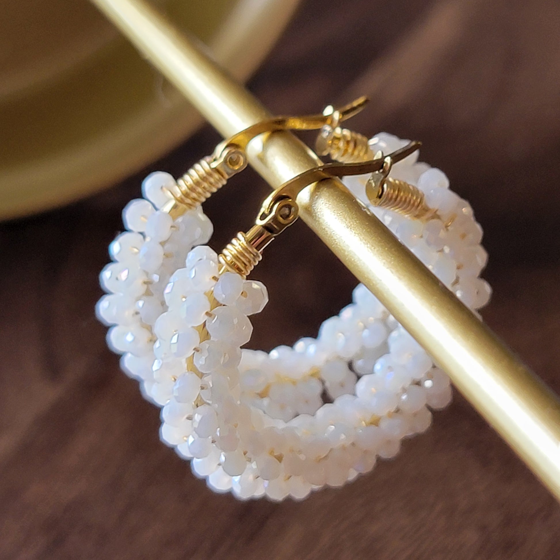 Crystal hoop earrings - Gold filled wire crystal hoop earrings