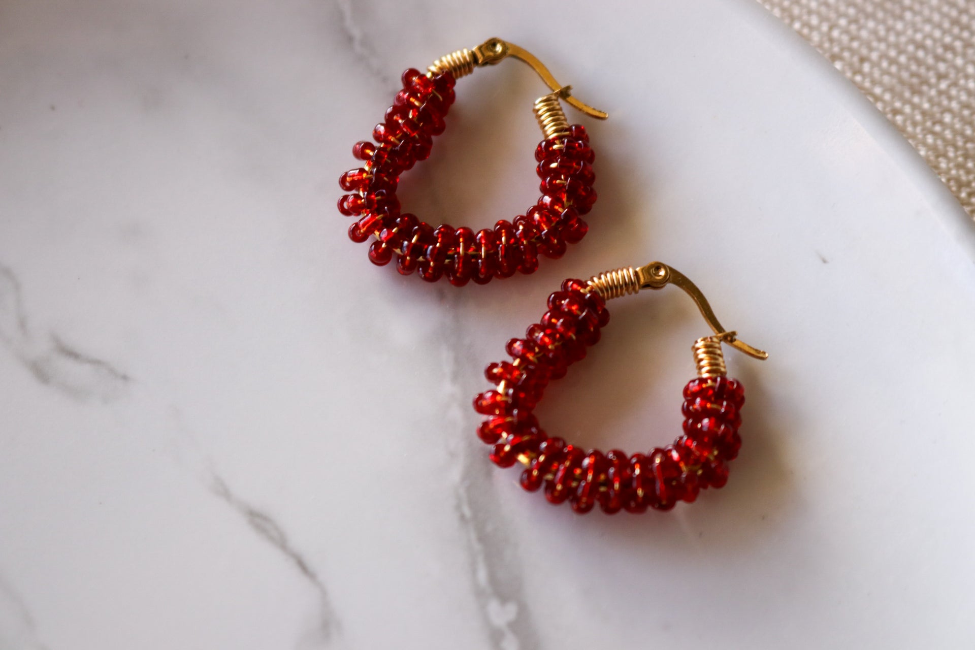 Heart Hoops Earrings - Golden Huggie Hoops | Small Hoop Earrings