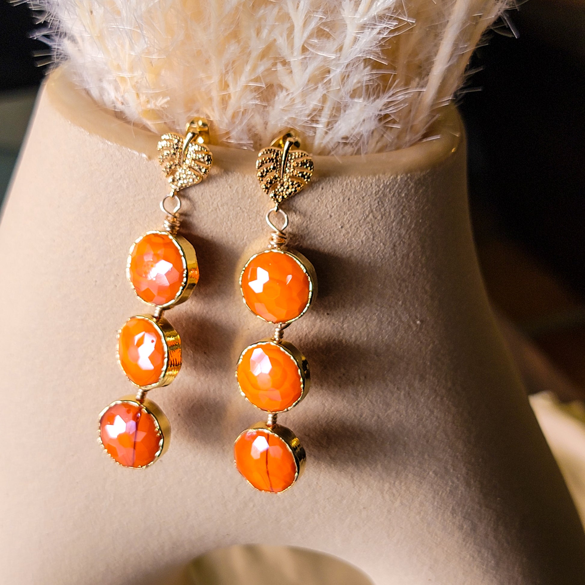 Summer Earrings - Orange Gold Filled Drop Earrings, Dangle Earrings