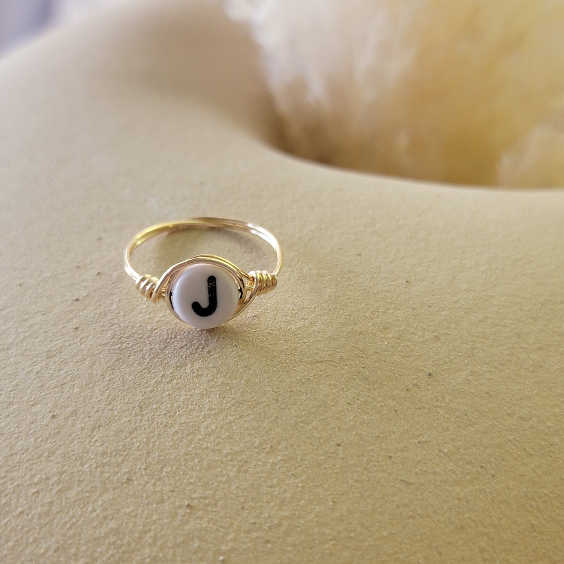 Initial Ring - 18k Gold Plated Acrylic Letter Initial Fashion Ring