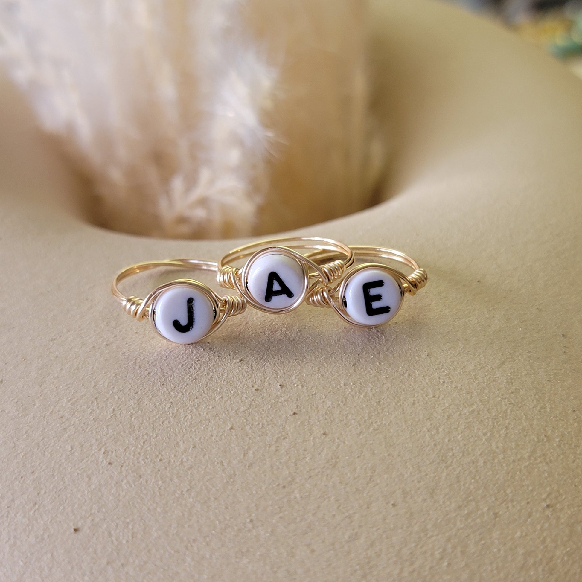 Initial Ring - 18k Gold Plated Acrylic Letter Initial Fashion Ring