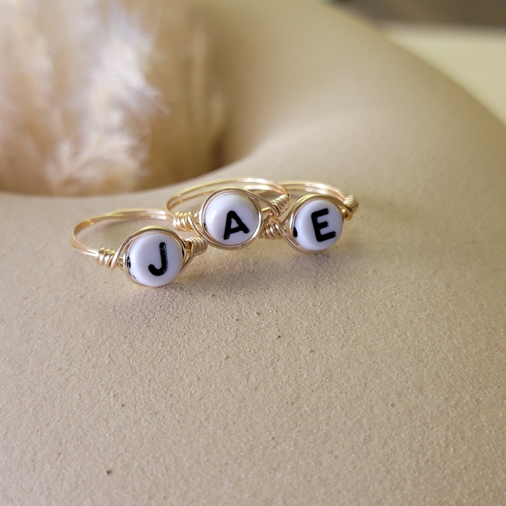 Initial Ring - 18k Gold Plated Acrylic Letter Initial Fashion Ring