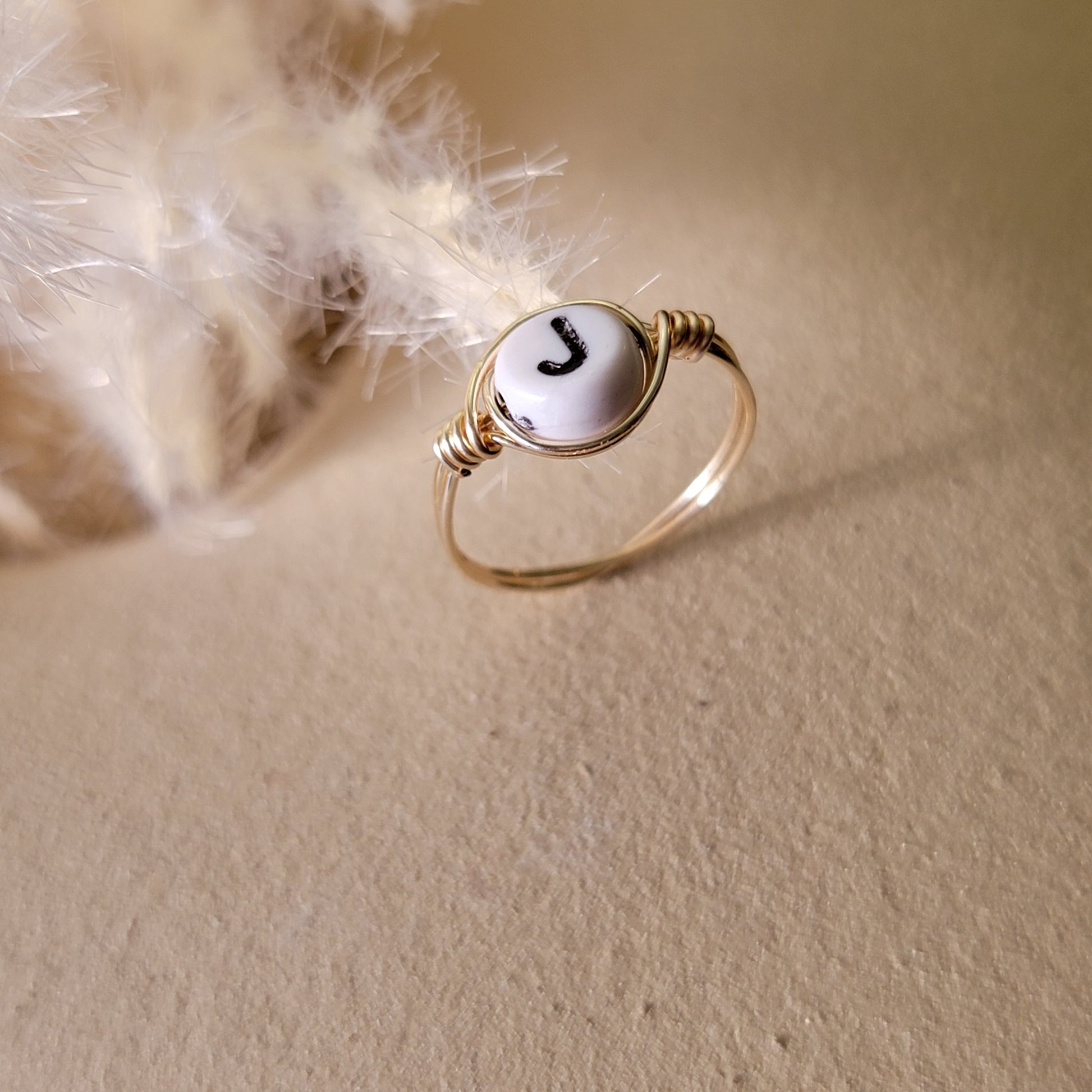 Initial Ring - 18k Gold Plated Acrylic Letter Initial Fashion Ring
