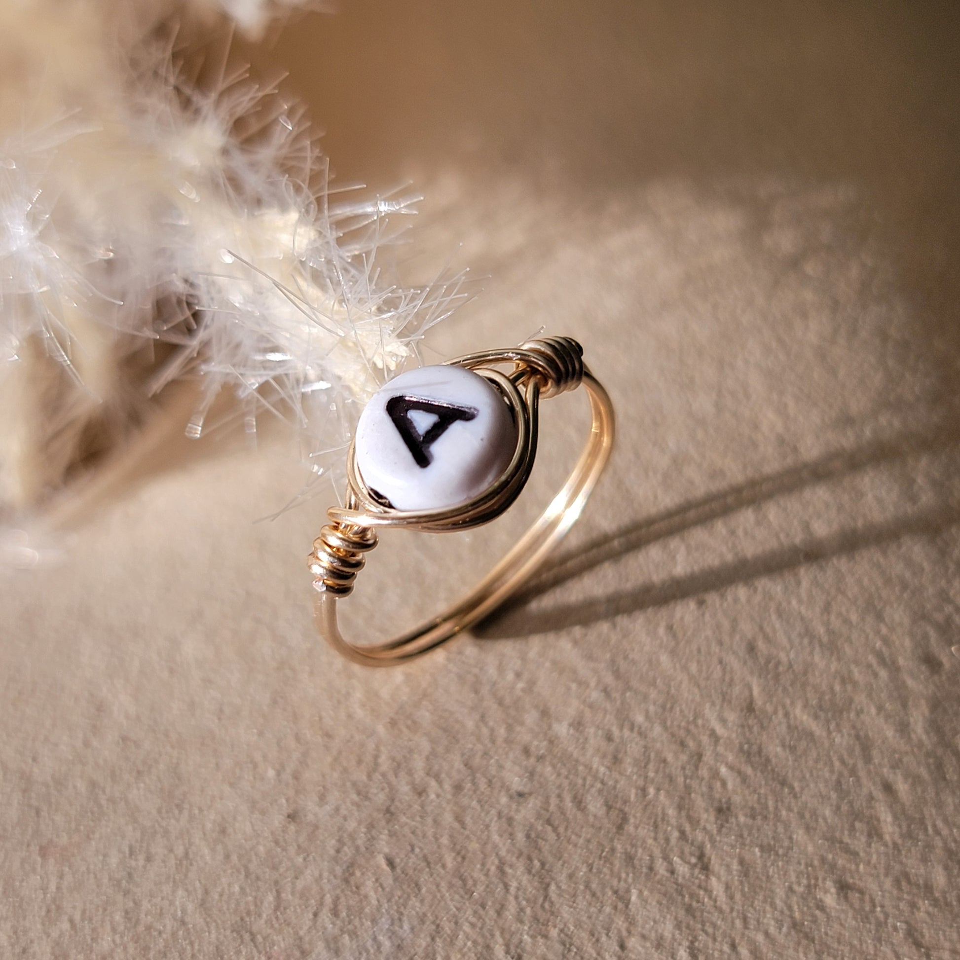 Initial Ring - 18k Gold Plated Acrylic Letter Initial Fashion Ring