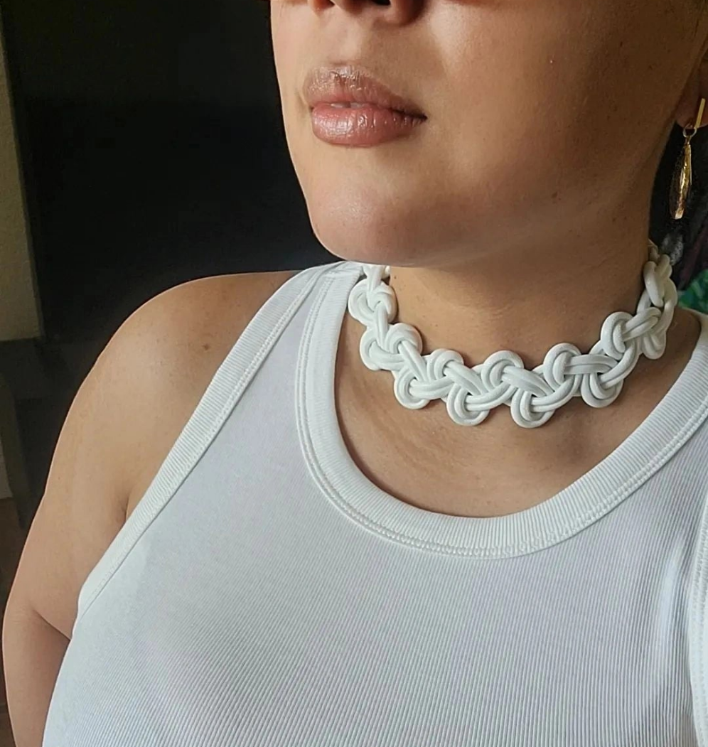 White Leather Choker Necklace - Fashionable Leather Necklace, Choker Necklace