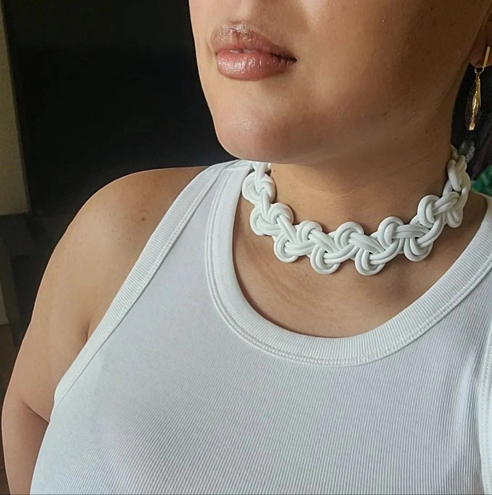 White Leather Choker Necklace - Fashionable Leather Necklace, Choker Necklace