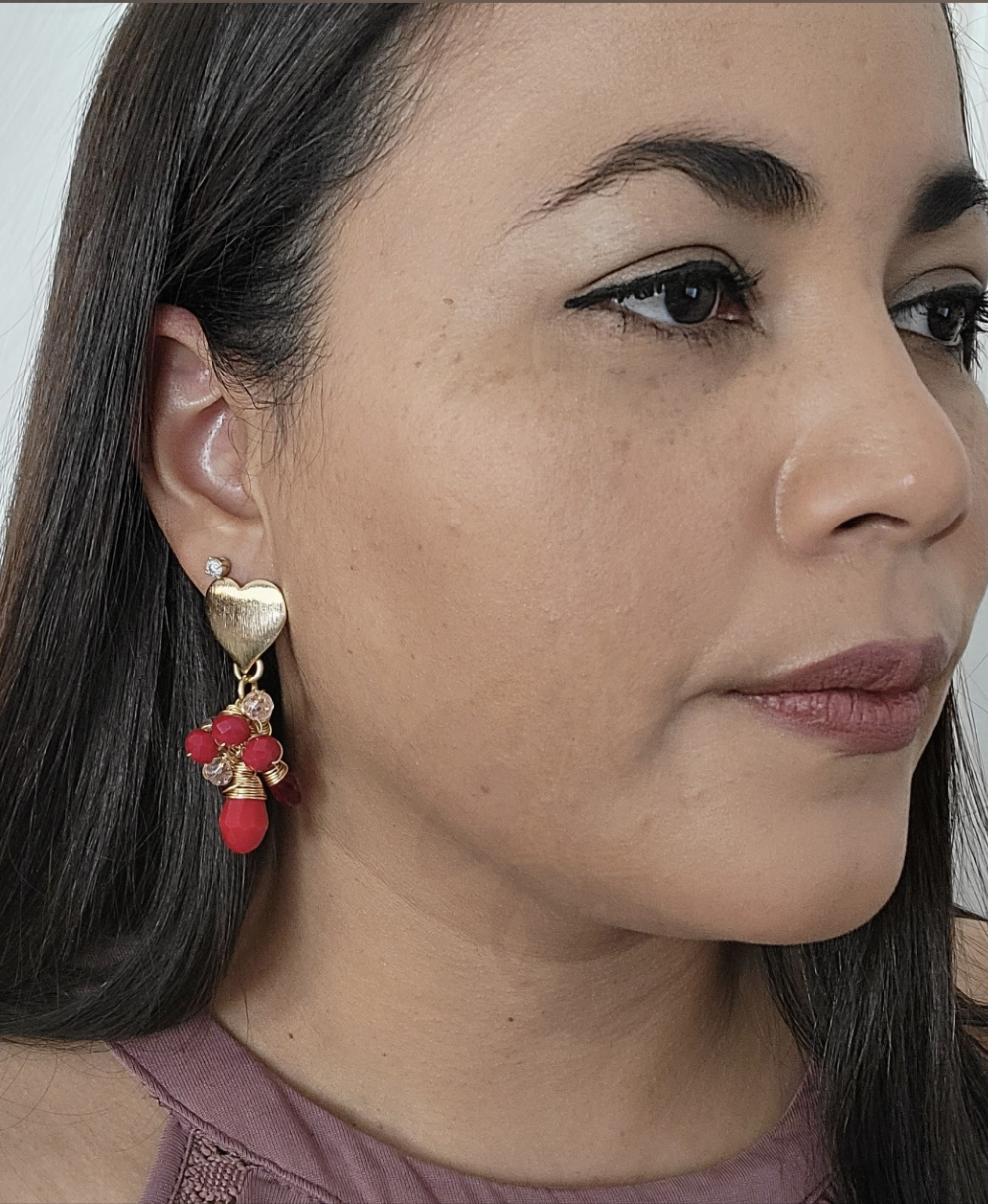 Red Drop earrings - Crystal Drop Earrings , Red Earrings