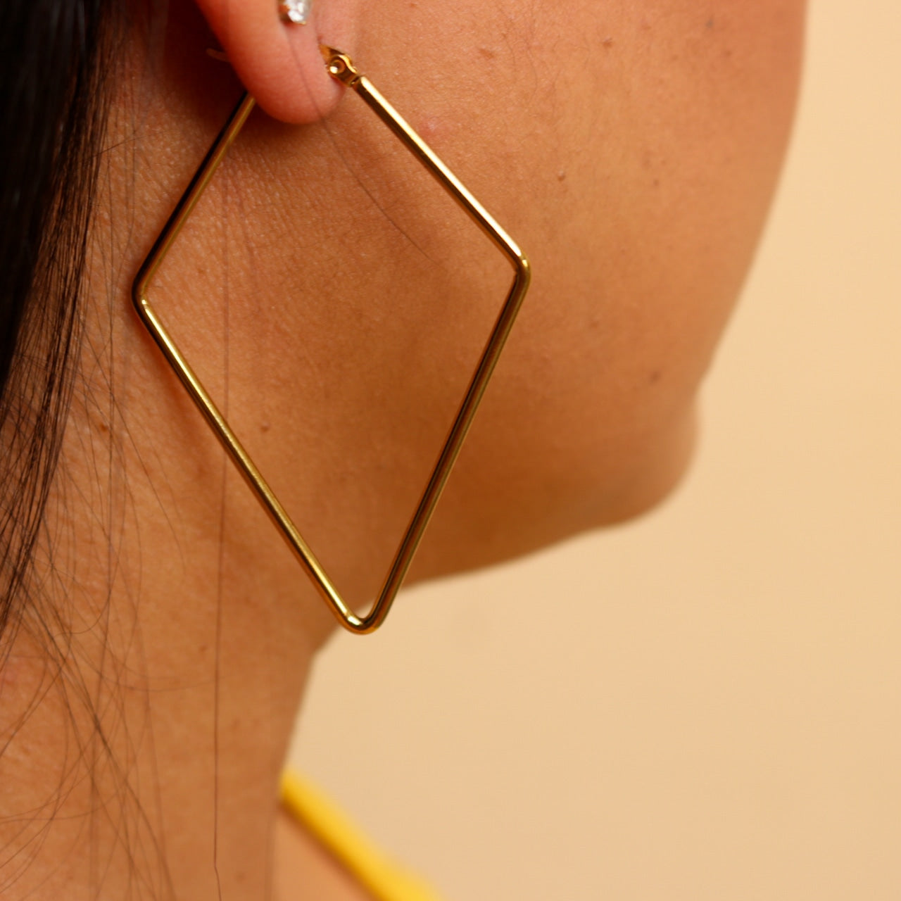 Rhombus Hoops Earrings - Large Gold Hoop Earrings | Statement Jewelry
