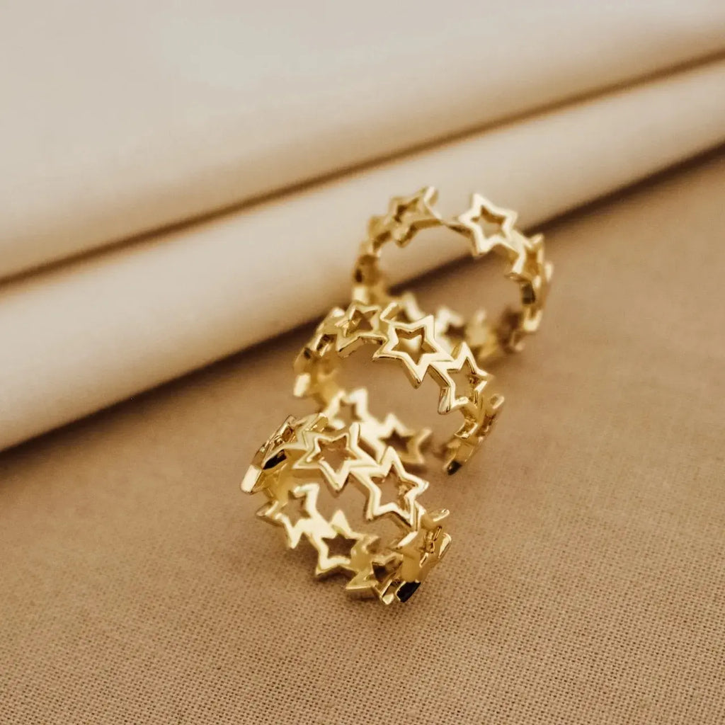 Star Gold ring . Celestial Fashion Ring . Gold Star Ring