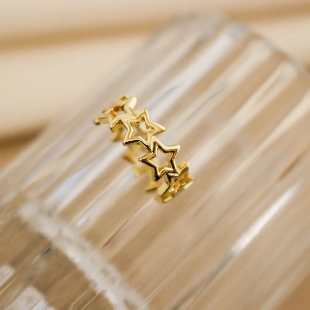Star Gold ring . Celestial Fashion Ring . Gold Star Ring