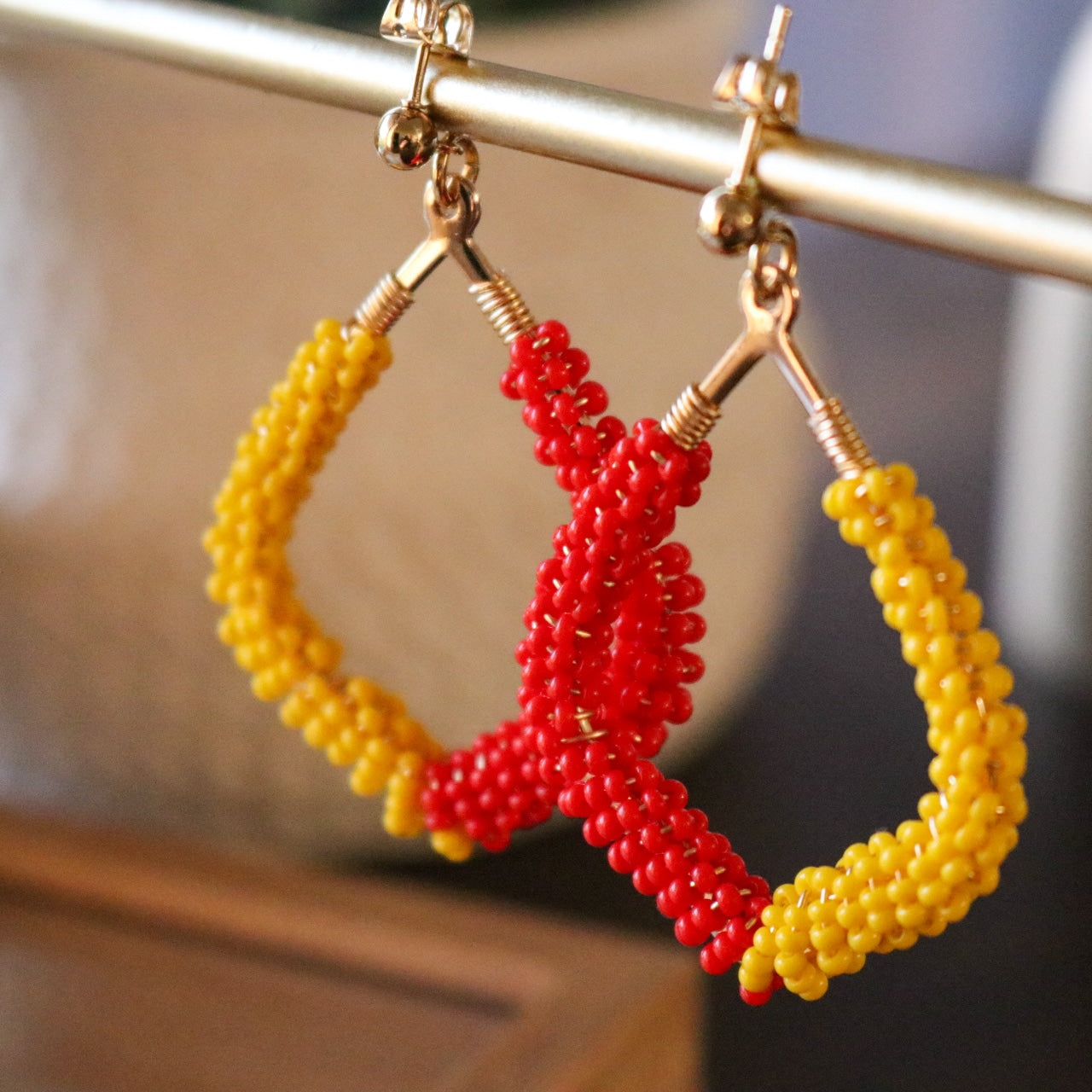 Hoop earrings beads - Beaded Hoop Earrings | Gold Hoop Earrings
