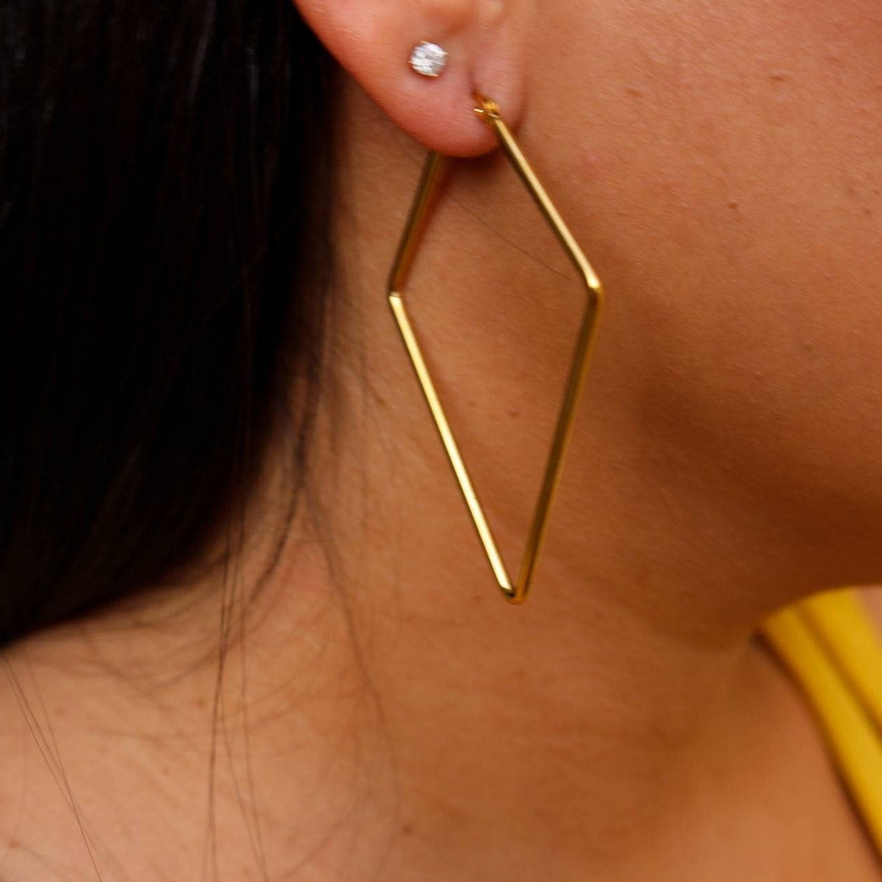 Rhombus Hoops Earrings - Large Gold Hoop Earrings | Statement Jewelry