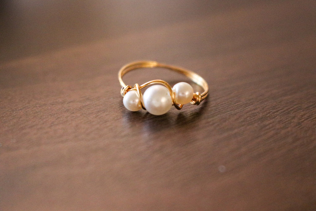 Pearl Rings - Fashion Ring with Pearls, Dainty Ring