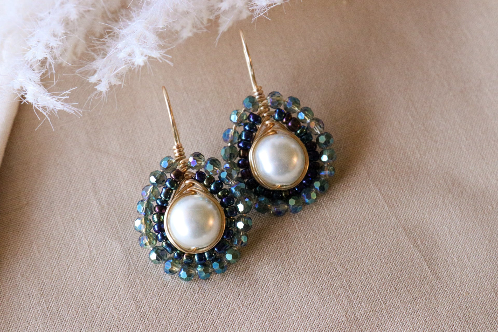 Pearl & crystal Earrings - Dangle Drop Pearl Earrings | Crystal Earrings