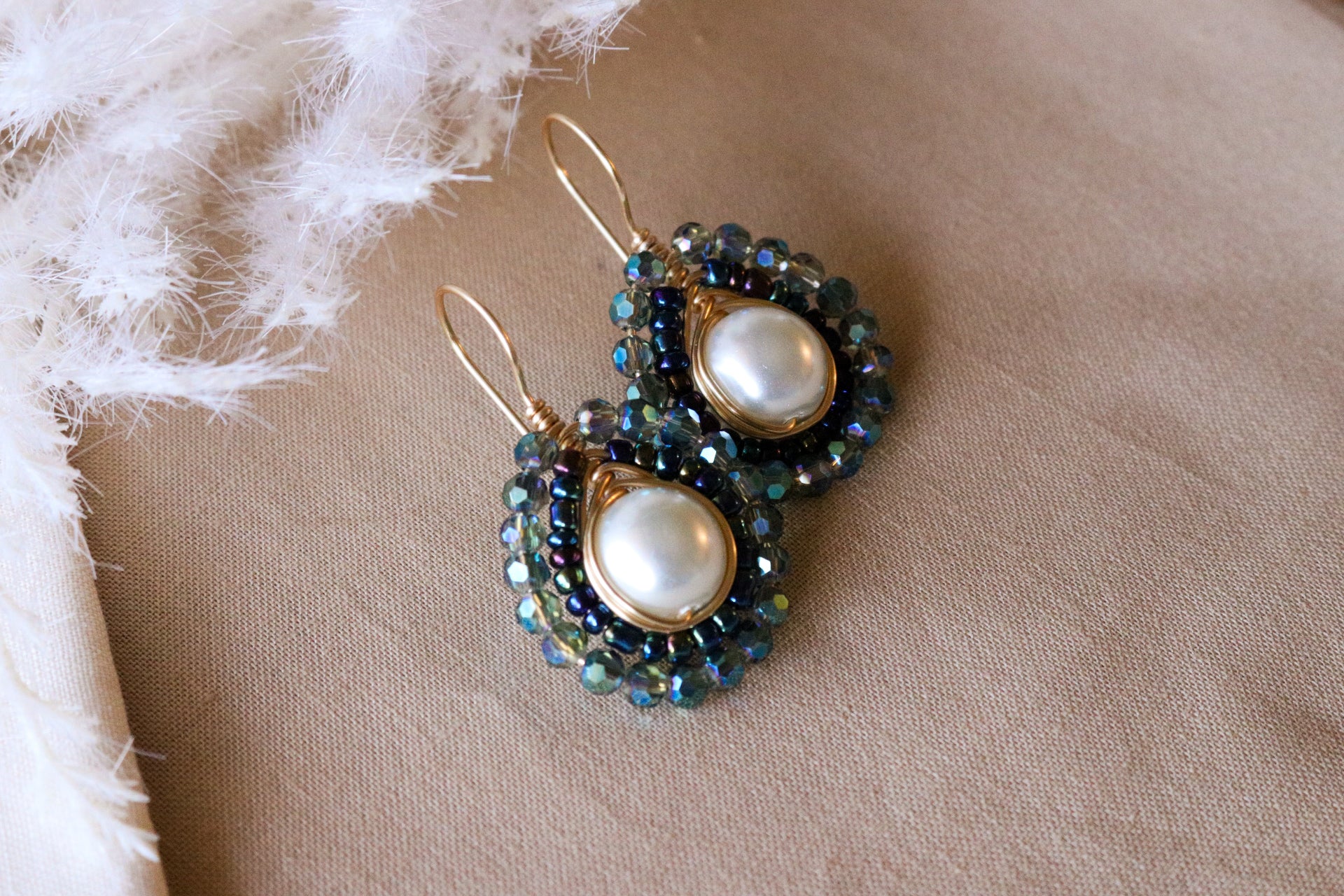 Pearl & crystal Earrings - Dangle Drop Pearl Earrings | Crystal Earrings