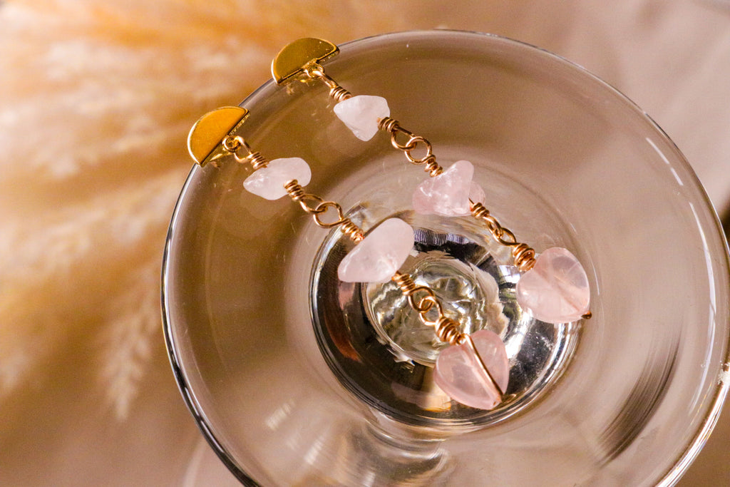Rose Quartz Earrings - Pink Gemstone Drop Earrings, Dangle Style