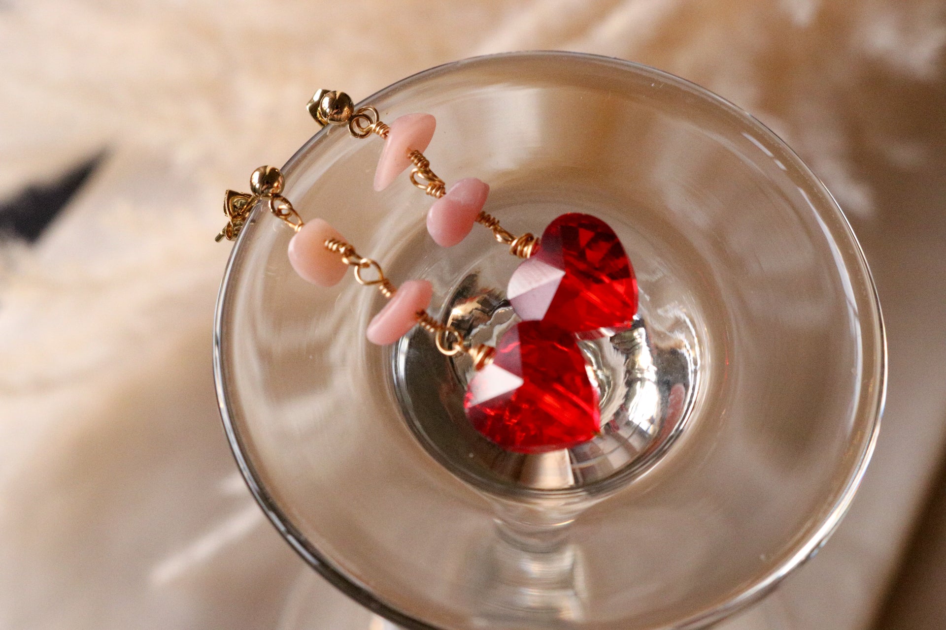Heart Earrings - Heart Drop Earrings, Elegant Dangle Earrings