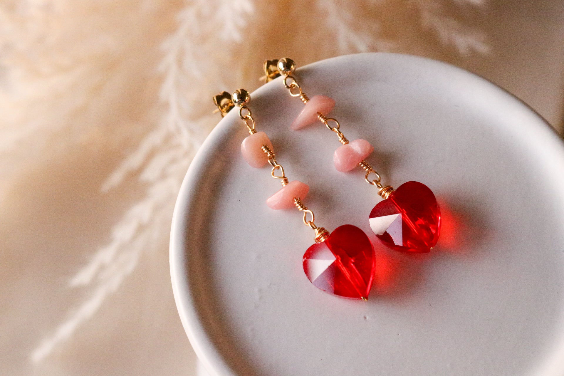 Heart Earrings - Heart Drop Earrings, Elegant Dangle Earrings