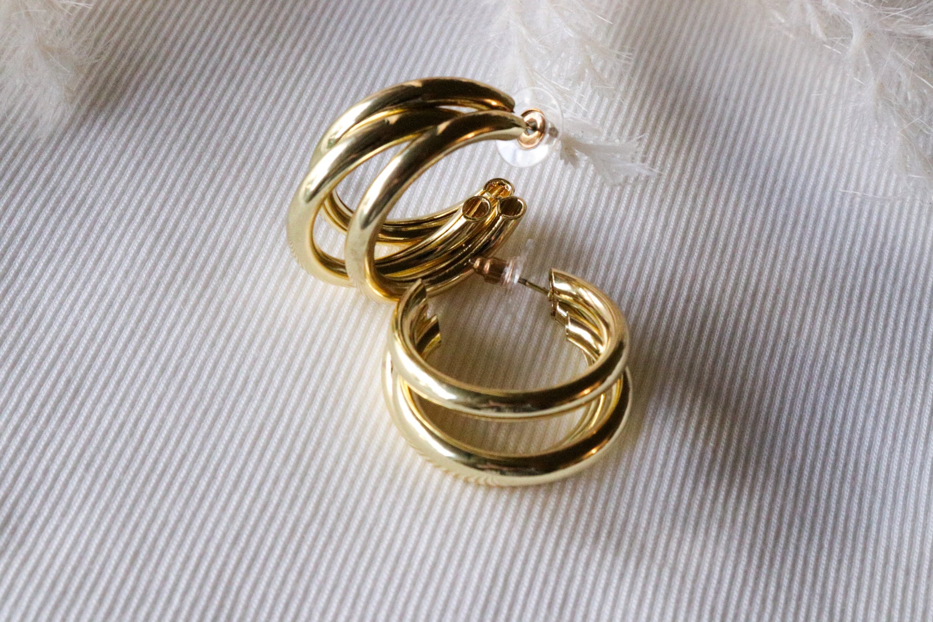 Triple Hoops Earrings Chunky - Gold Hoop Earrings | Thick Hoop Earrings