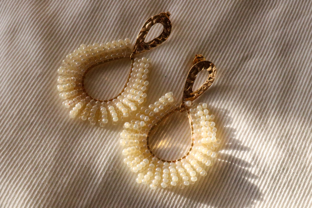 Bead Hoop Earrings - Gold Hoop Earrings for Women | Dainty Hoops