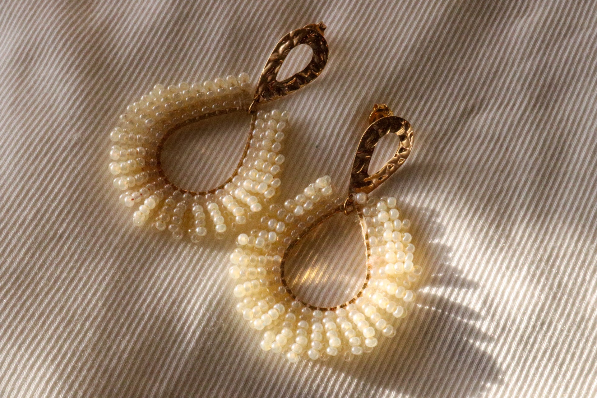 Bead Hoop Earrings - Gold Hoop Earrings for Women | Dainty Hoops
