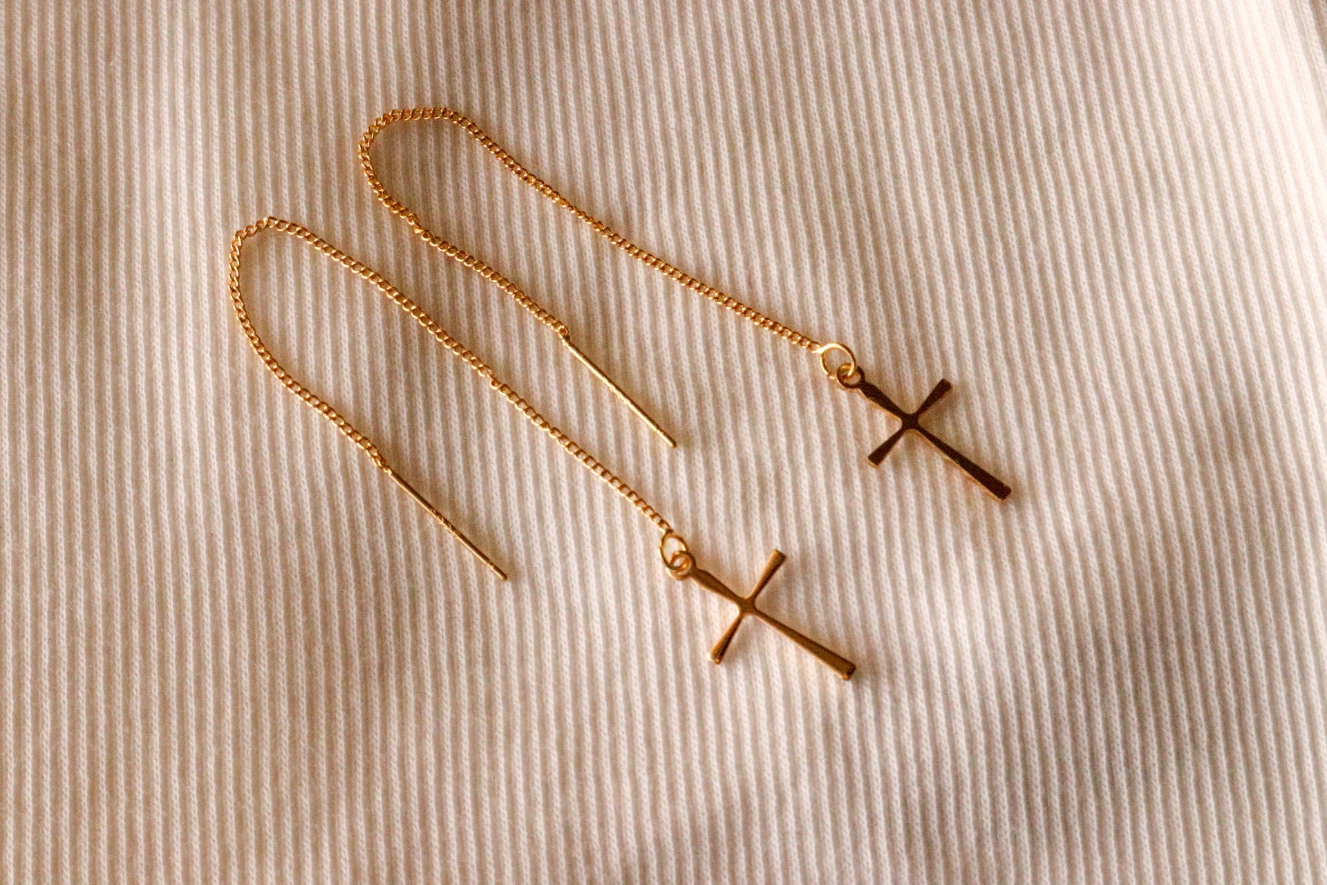 Cross Earrings - Gold Dangle Earrings | Elegant Drop Earrings