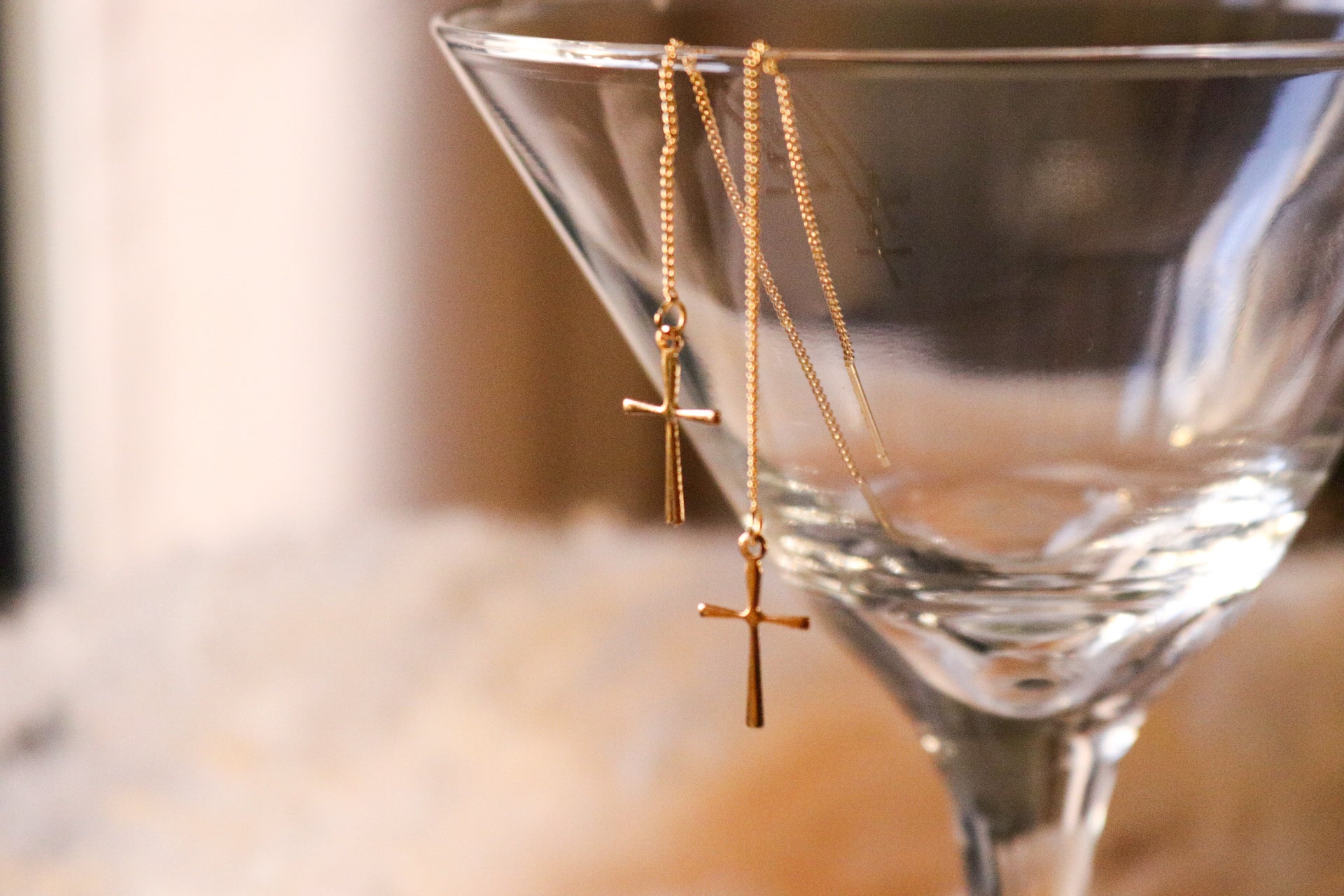 Cross Earrings - Gold Dangle Earrings | Elegant Drop Earrings