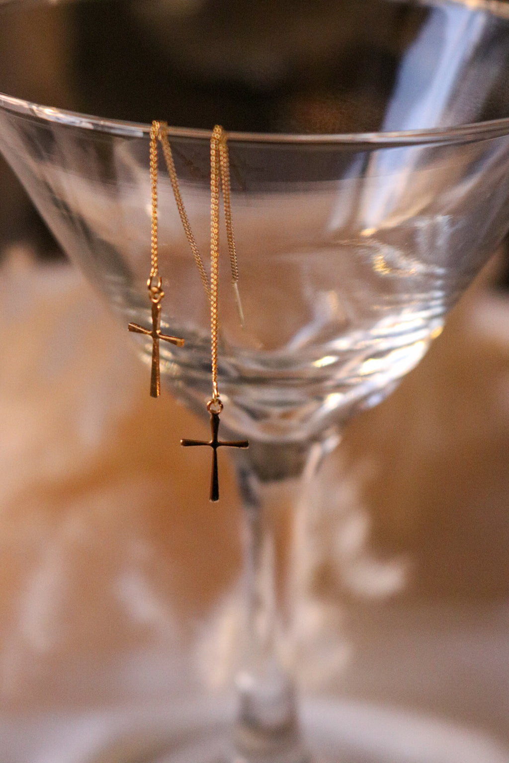 Cross Earrings - Gold Dangle Earrings | Elegant Drop Earrings