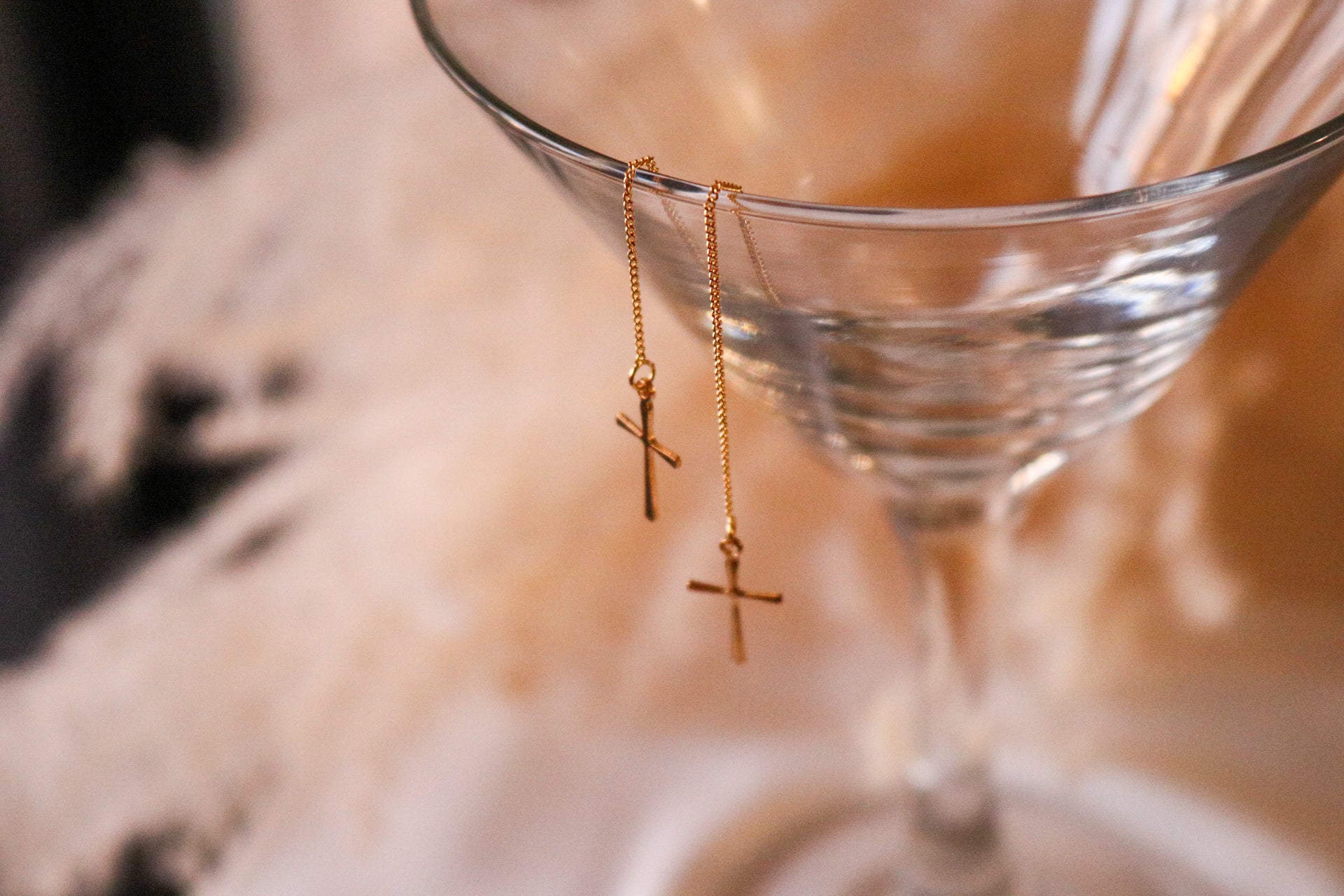 Cross Earrings - Gold Dangle Earrings | Elegant Drop Earrings