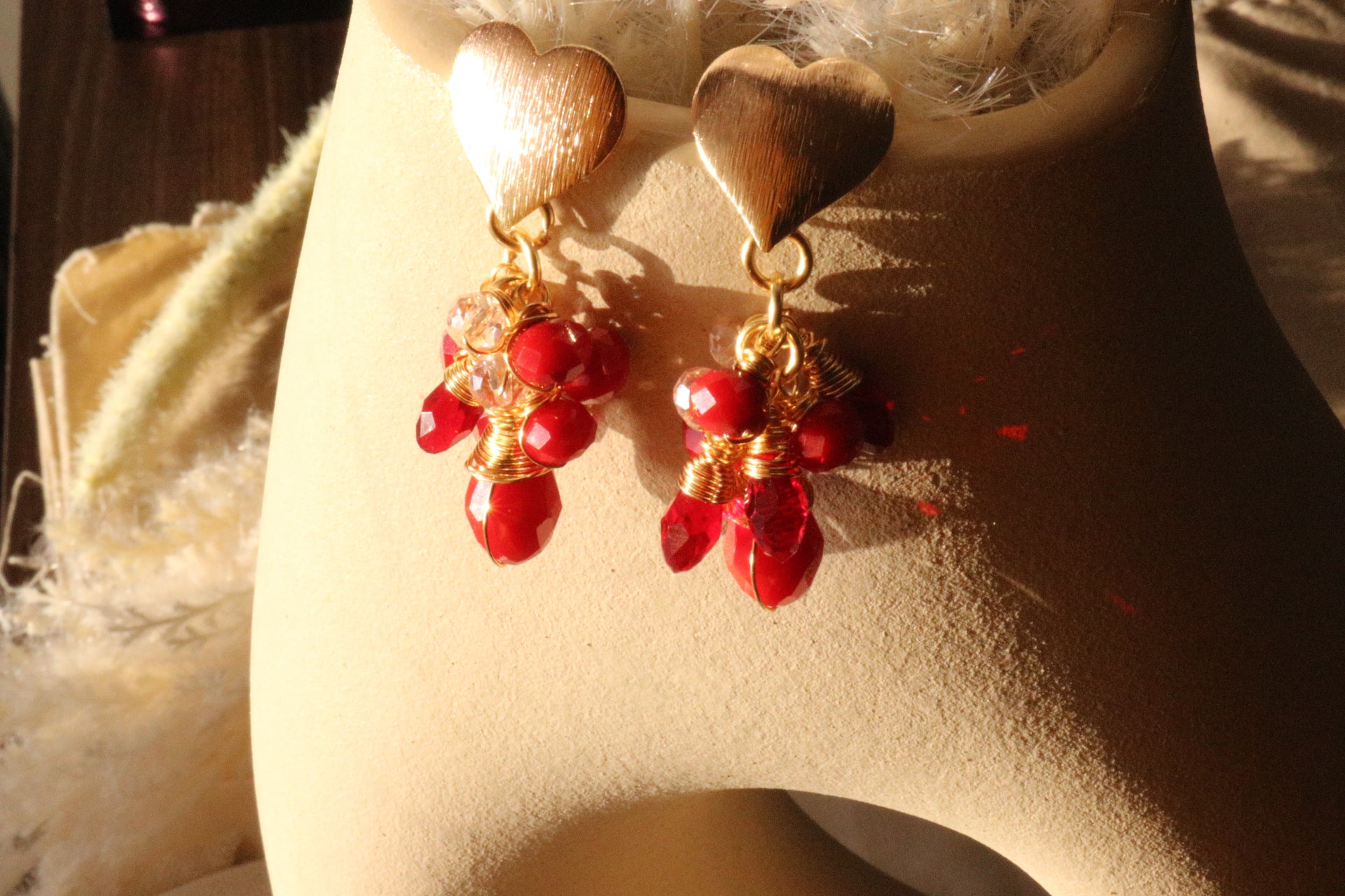 Red Drop earrings - Crystal Drop Earrings , Red Earrings