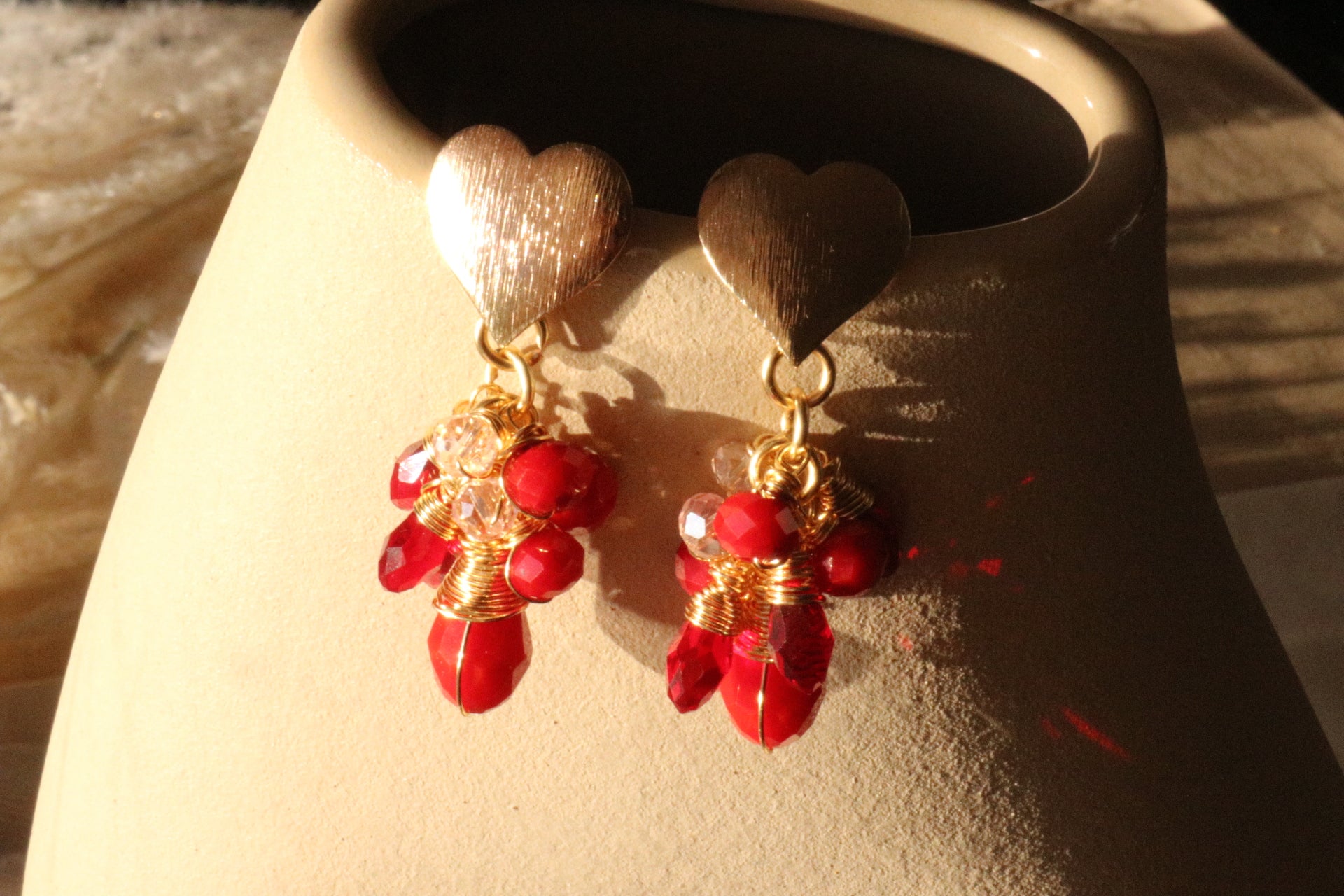 Red Drop earrings - Crystal Drop Earrings , Red Earrings