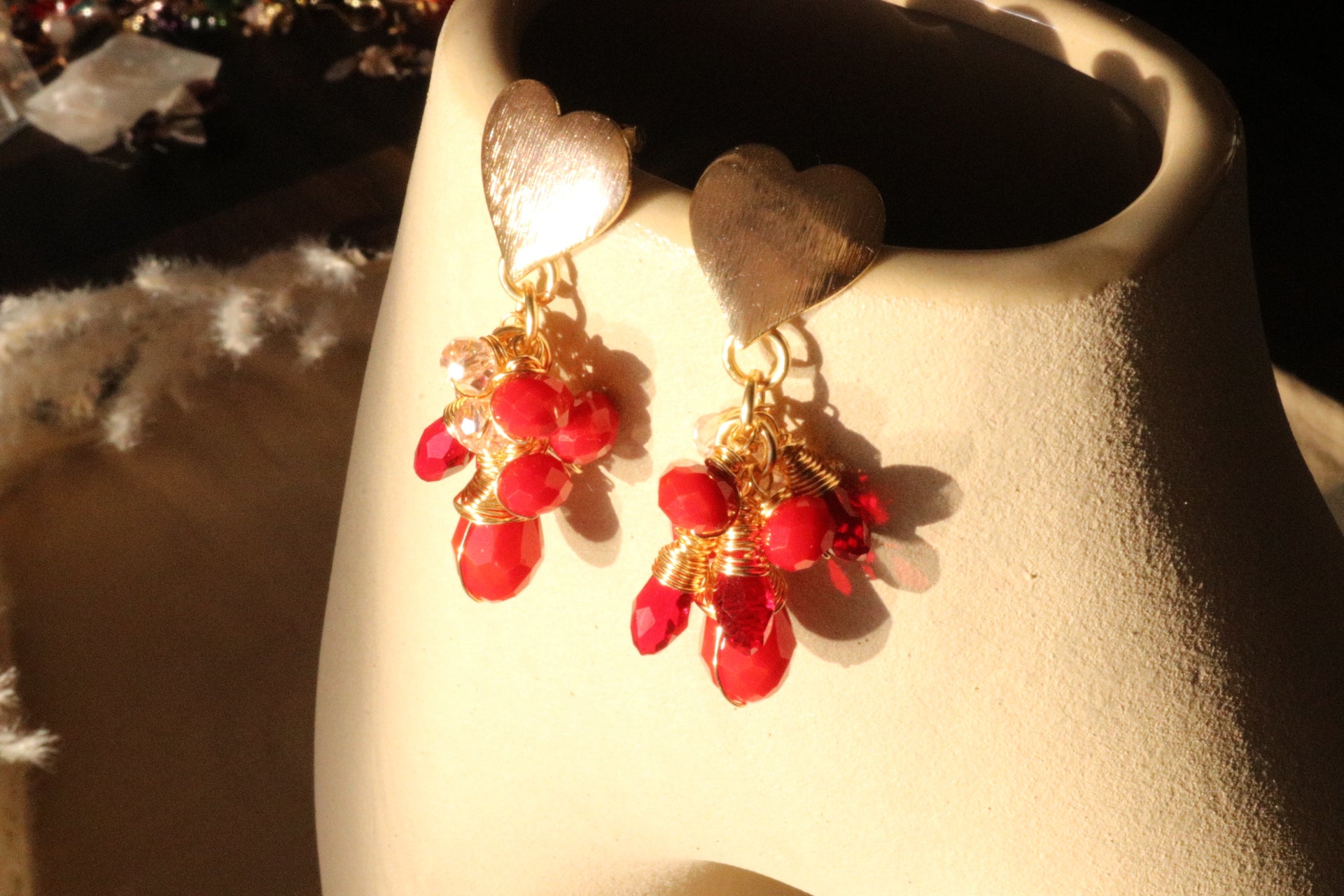 Red Drop earrings - Crystal Drop Earrings , Red Earrings