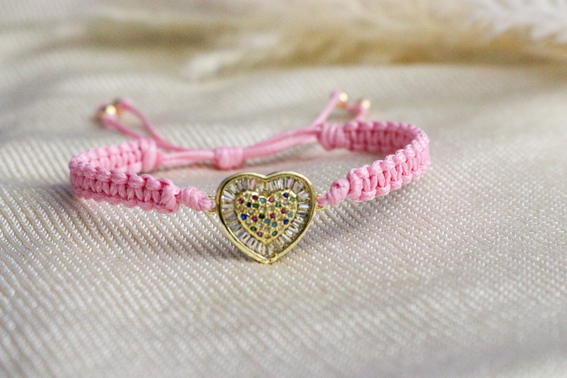 Heart Bracelet - Macrame Cord Charm Bracelet | Friendship Women's Bracelet