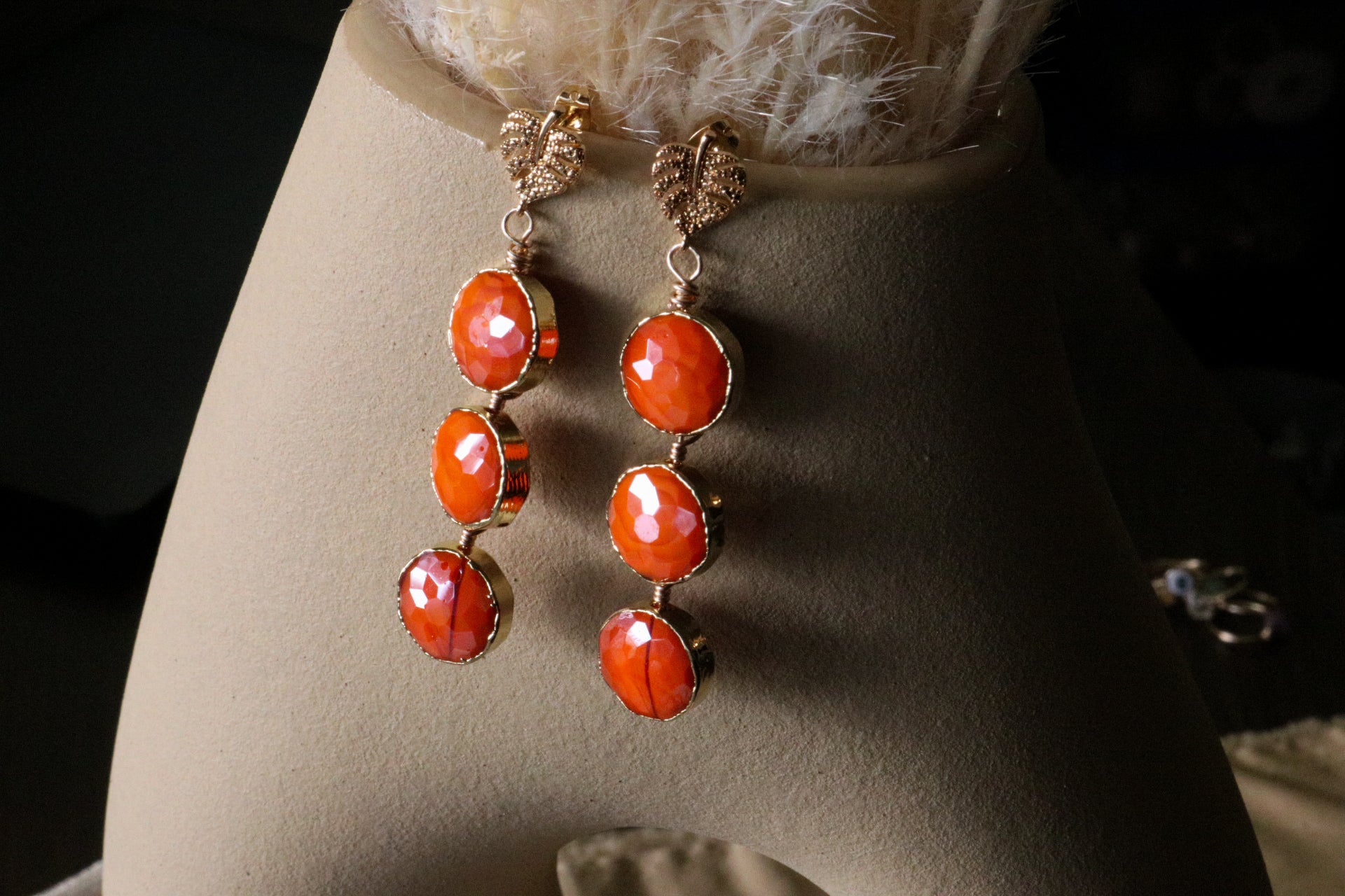 Summer Earrings - Orange Gold Filled Drop Earrings, Dangle Earrings