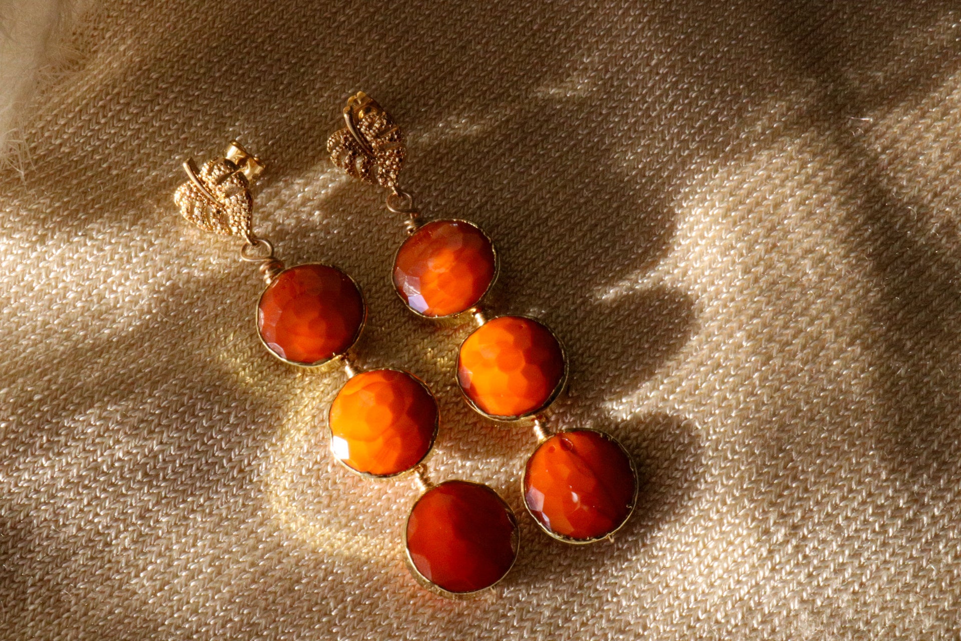 Summer Earrings - Orange Gold Filled Drop Earrings, Dangle Earrings