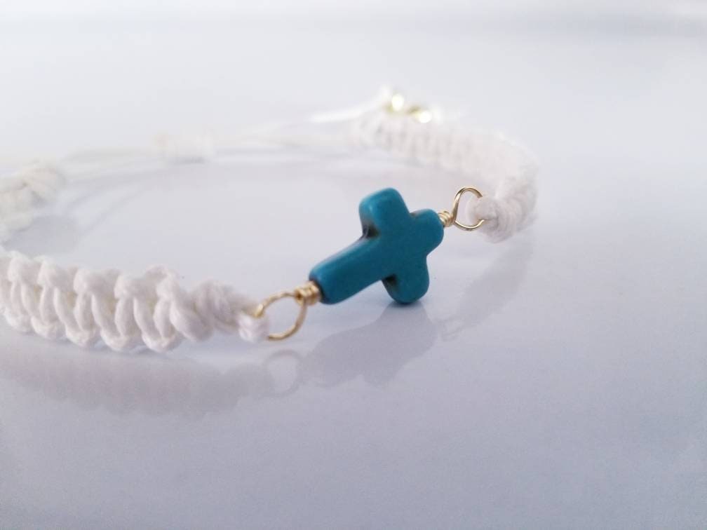 Cross Macrame Bracelet, Catholic Bracelet, simple bracelet, bff bracelet, Friendship bracelet, giftful sister, gifte gift, sister  giftful