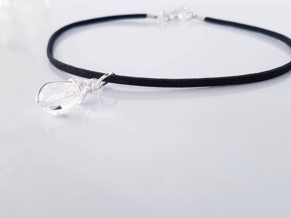 Thin choker, thin necklace choker, minimaliste choker, minimalistic choker necklace, minimalist crystal choker, minimalist gemstone choker