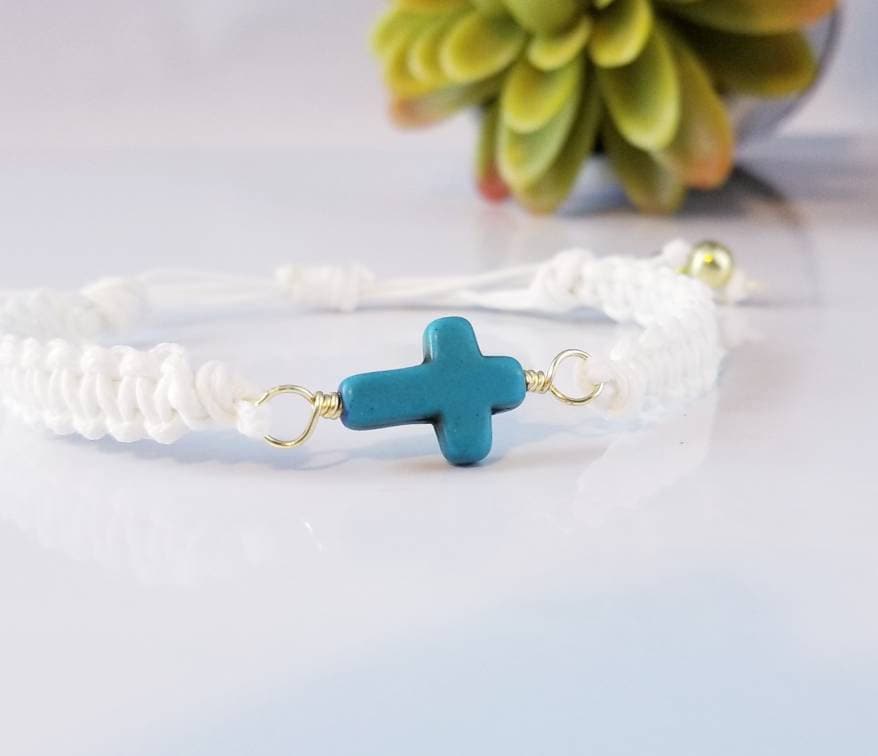 Cross Macrame Bracelet, Catholic Bracelet, simple bracelet, bff bracelet, Friendship bracelet, giftful sister, gifte gift, sister  giftful