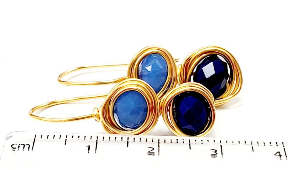 Crystal drop earrings, Blue drop earrings, Navy earrings, Bridesmaids earrings, something blue, delicate tears drops, classic earrings