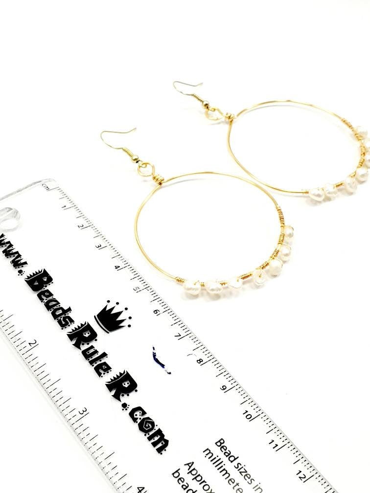 Pearl hoop earrings, Gold filled hoop earrings, Dainty hoop earrings, bridal gifted, weddings- giftful, giftful sister, mothers days gifted