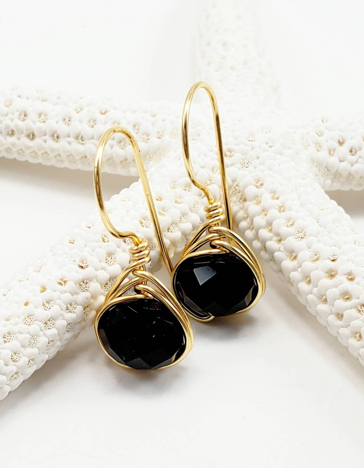 Black drop Minimalistic Earrings - Crystal Drop Earrings, Minimalist Style