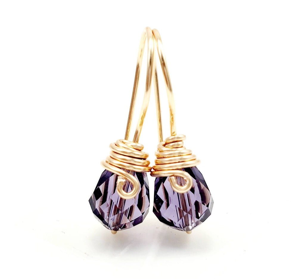 Purple Drop Earrings, Purple Wedding Drop Earrings, Purple Amethyst Bridal Earrings, Purple Crystal Bridal Drop Earrings wedding jewelry