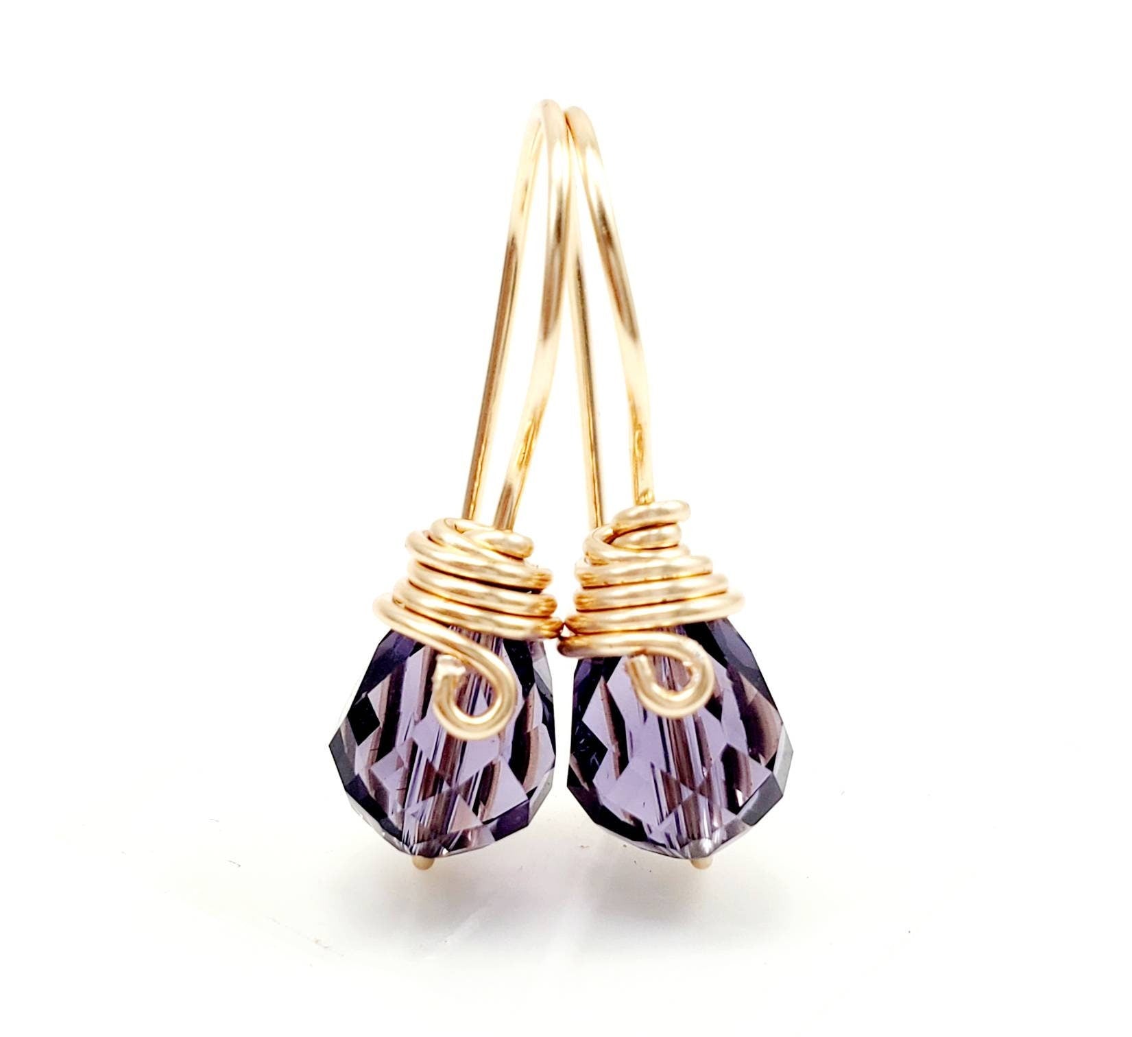 Purple Drop Earrings, Purple Wedding Drop Earrings, Purple Amethyst Bridal Earrings, Purple Crystal Bridal Drop Earrings wedding jewelry