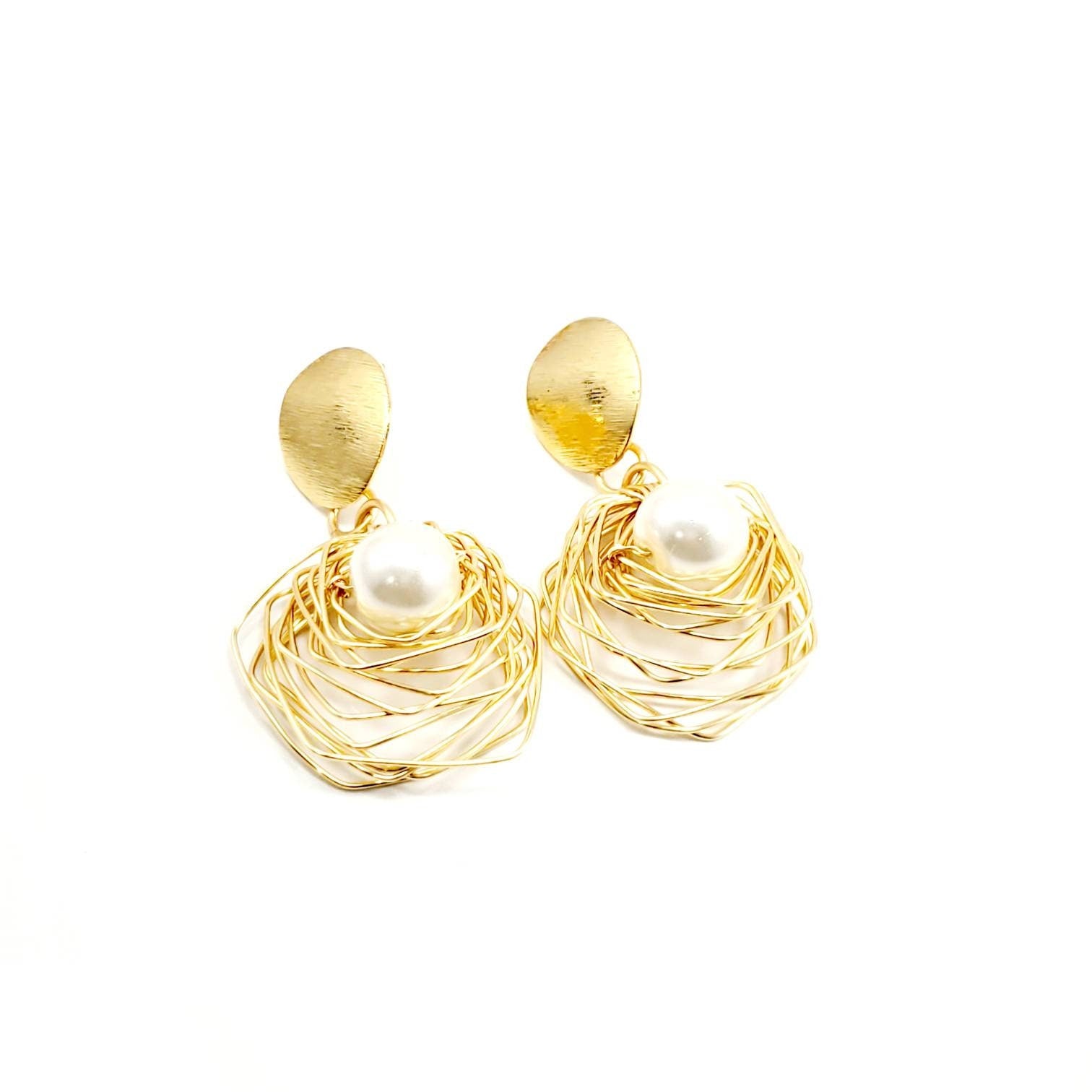 Pearl earring drops, Geometric earrings, Large pearl drop earrings, wired earring, women gifted earring, mothers days gifted, gifted pearl