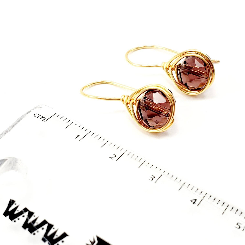 Crystal Earrings for Women, Elegant Bridal Crystal Dangle, Drop earring, Purple Wedding Earrings, Small earrings, Bride earring bridesmaid